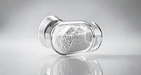 Lyophilized powder, glass vial, freeze dried drug, sterile product, pharmaceutical industry, AI generated [IBR125653488]