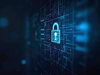 Glowing digital padlock symbolizes data protection on a futuristic screen, representing cybersecurity and information privacy, AI generated [IBR125653501]