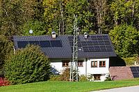 Residential building with solar roof and electricity pad near Tulfes, Innsbrucker Land, Tyrol, Austria [IBR125654782]