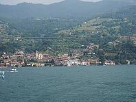 LAKE ISEO, ITALY - CIRCA JUNE 2016: The Floating Piers site specific landscape artwork by Christo and Jeanne Claude [IBR125654815]