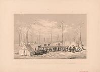 Pastor L. F. Drake, chaplain of the 31st century Ohio Volunteer Regiment, which was held on 10 March. He held a service for Union troops at Camp Dick Robinson in Kentucky during the American Civil War. Gathered soldiers of the Union listen to a lecture ou [IBR125657371]