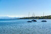 Lake Starnberg near Percha, Starnberg, Upper Bavaria, Bavaria, Germany [IBR125657389]