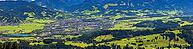 Panorama from Mittagberg, 1451m, into the Upper Iller Valley with the southernmost city in Germany, Sonthofen, Allgäu, Bavaria, Germany [IBR125657443]