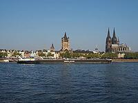 KOELN, GERMANY - CIRCA AUGUST 2019: View of the city skyline from the river [IBR125659383]