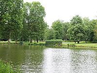 Pond in the Mittlerer Schlossgarten park in Stuttgart, Germany [IBR125659394]