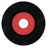 Vinyl record orange label isolated over white background [IBR125659403]