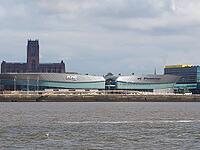 LIVERPOOL, UK - CIRCA JUNE 2016: The Arena and Convention Centre Liverpool (ACC Liverpool) which houses the Echo Arena and BT Convention Centre is the seat of the 2018 Labour Party Conference [IBR125659410]