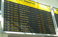 Timetable display screen of arrivals and departures at station or airport [IBR125659418]