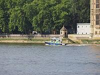 LONDON, UK - CIRCA JUNE 2018: Police boat in river Thames [IBR125659425]