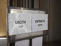 Uscita (translation Exit) and entrata (translation Entry) sign [IBR125659434]