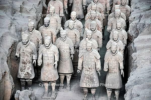 XIAN, CHINA - October 29, 2017: Terracotta Army. Clay soldiers of the Chinese emperor. Sculptures of the soldiers of the emperor [IBR122972011]