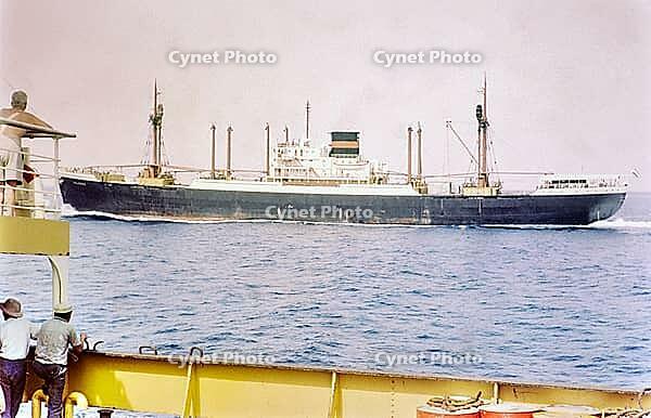 Cargo ship 'Celebes' IMO number 5066853 built 1943 photographed 1965 from onboard another ship subsequently renamed 'Paracas' [IBR112672608]
