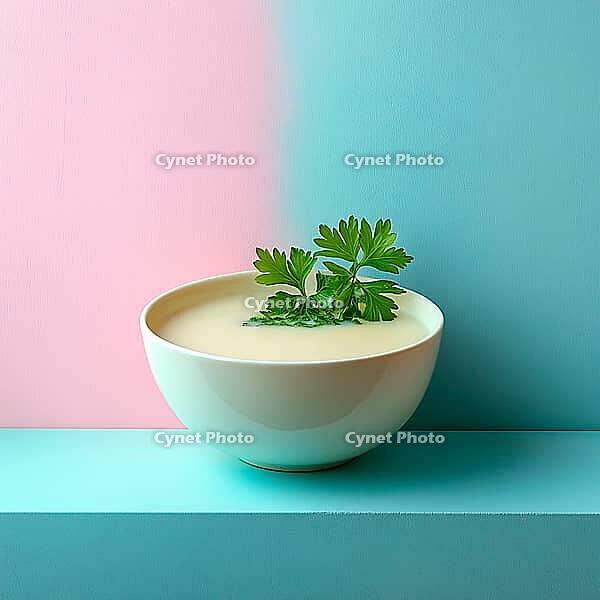 Cream soup with parsley, copy space, AI generated [IBR123435179]