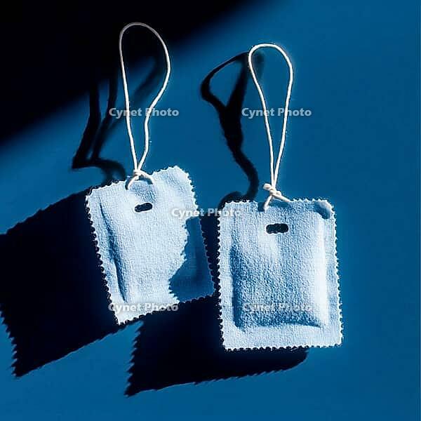 Two tea bags in fabric bags, mock-up, AI generated [IBR123435185]