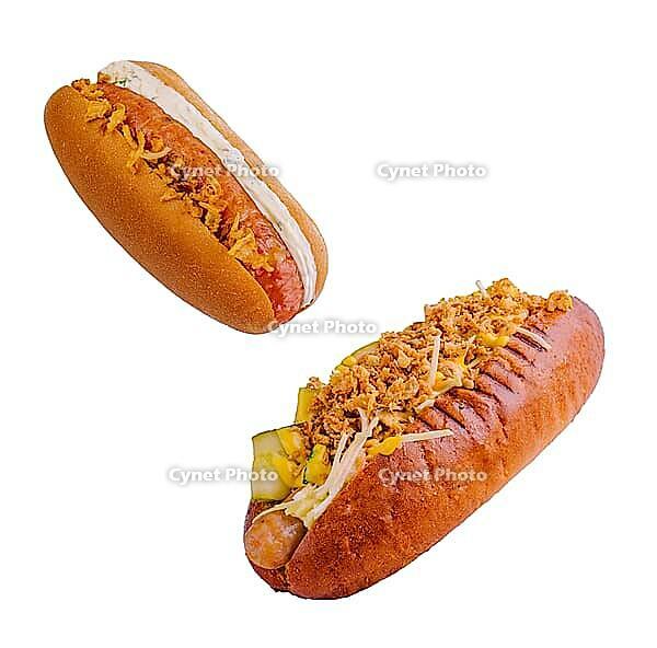 Food, Delicious Gourmet Grilled Hot Dogs With Mustard, Pickles, Onion [IBR123622450]