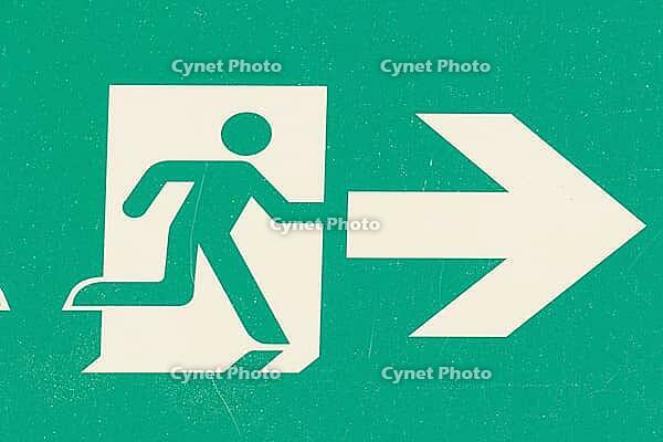 Fluchtweg sign, emergency exit, Germany [IBR112770445]