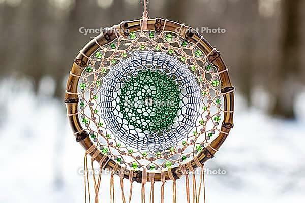 Dream catcher with feathers threads and beads rope hanging. Dreamcatcher handmade [IBR123639540]
