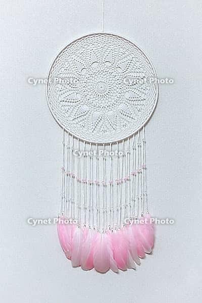 Dream catcher with feathers threads and beads rope hanging. Dreamcatcher handmade [IBR123639547]