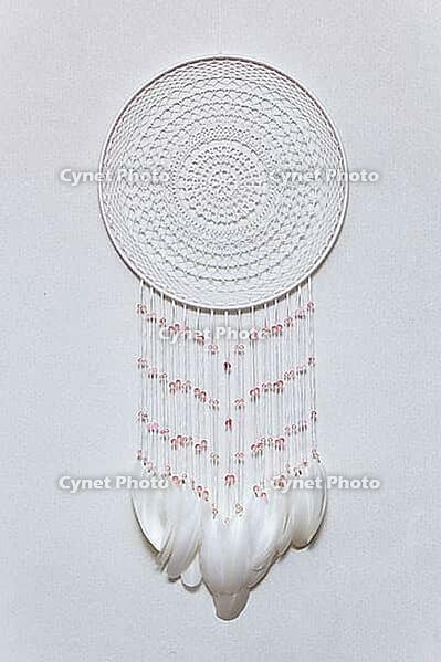 Dream catcher with feathers threads and beads rope hanging. Dreamcatcher handmade [IBR123639550]