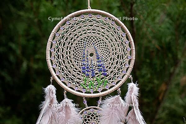 Dream catcher with feathers threads and beads rope hanging. Dreamcatcher handmade [IBR123639557]