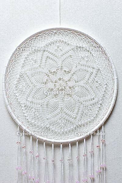 Dream catcher with feathers threads and beads rope hanging. Dreamcatcher handmade [IBR123639559]