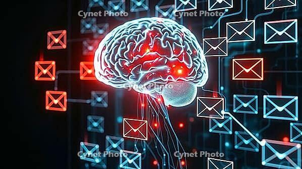 This artwork illustrates a brain surrounded by digital envelopes, symbolizing the intersection of neuroscience and technology in data processing. AI generated [IBR123641823]