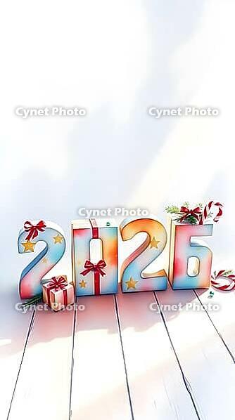 Colorful numbers representing 2026 are arranged with decorative gifts and holiday elements for the New Year celebration, in a watercolor painting style. AI generated [IBR123641902]