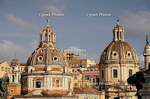Rome, Italy - 09.12.2022: Church of the Most Holy Name of Mary, Chiesa di Santa Maria di Loreto. Majestic roman architecture near Piazza Venezia showcasing historical domes and classical design [IBR123646549]