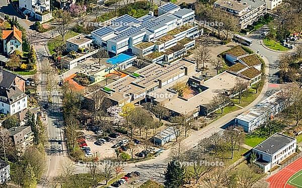 Realschule am Bleichstein, community main school, Herdecke, Ruhr region, North Rhine-Westphalia, Germany, DE, Europe, aerial view, birds-eyes view, aerial photography, aerial photography, overview, bird's eye view, city views, outside, outdoor view, from  [IBR112823119]