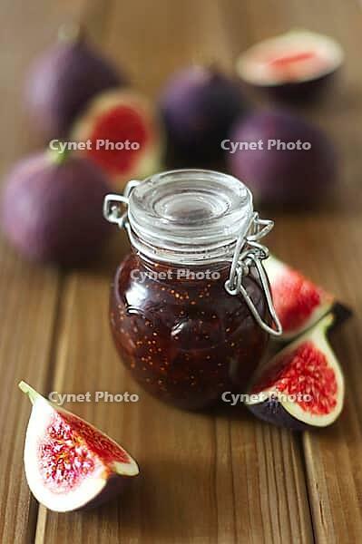 A Jar Of Fig Jam On A Wooden Background [IBR123700034]
