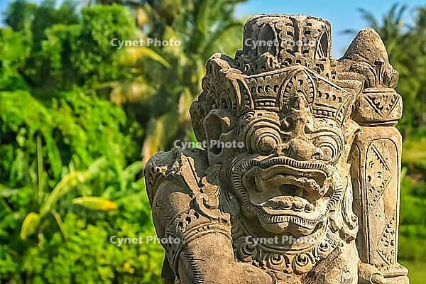 Scary sculpture in one of the temples in northern park of Bali, Indonesia [IBR123713299]