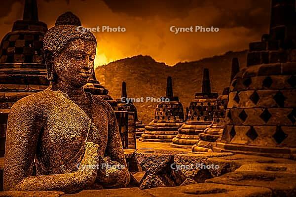 Buddha statue in Borobudur temple in Jawa in Indonesia [IBR123713333]