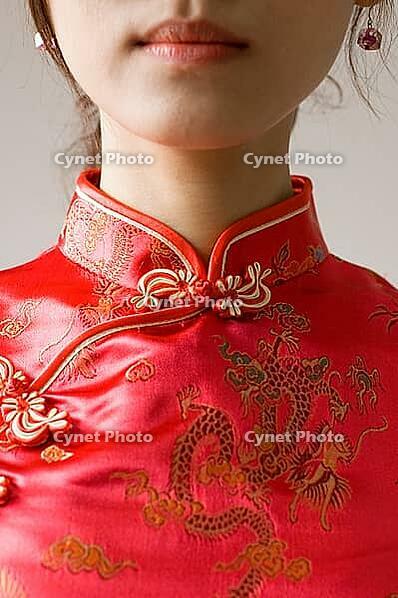 Abstract Chinese cheongsam costume [IBR123713390]