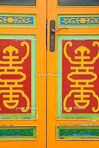Feng shui door with traditional oriental decoration [IBR123713394]