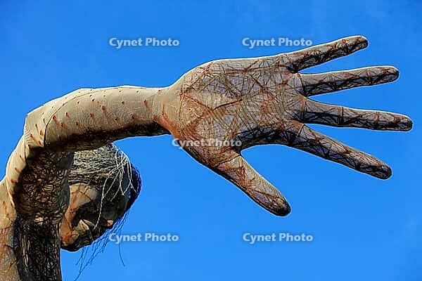 SAN FRANCISCO-OCT 24: 40-foot mesh sculpture of a woman called Bliss Dance by artist Marco Cochrane on Treasure Island in San Francisco on Oct. 24, 2012. Night viewers can alter lights with a phone app [IBR123723153]