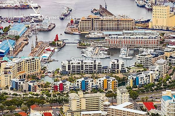Cape Town, South Africa, December 07, 2011, Elevated view of the V&A Waterfront in Cape Town harbor [IBR123723316]