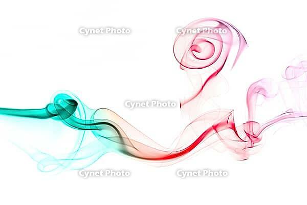 Abstract color smoke flow on white background [IBR123878823]