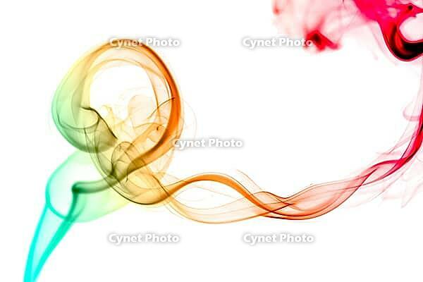 Abstract color smoke flow on white background [IBR123878827]