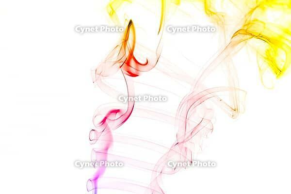 Abstract color smoke flow on white background [IBR123878828]