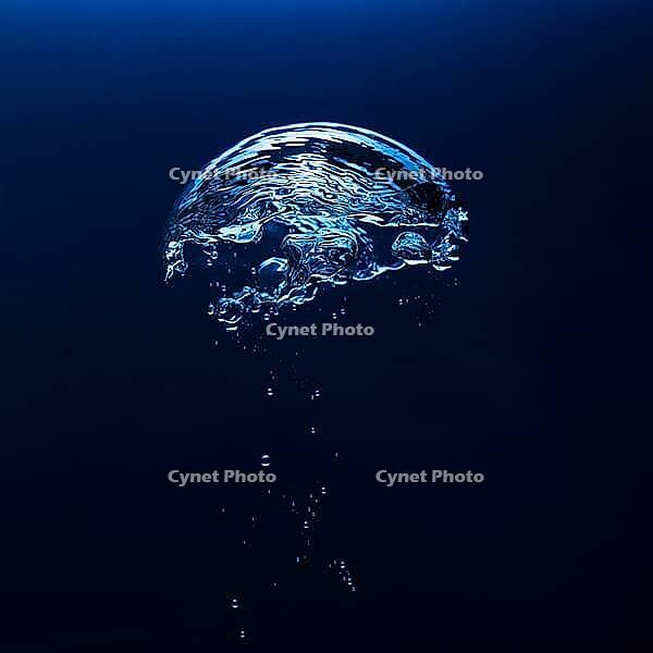 Abstract underwater oxygen bubble with blue backdrop [IBR123878845]