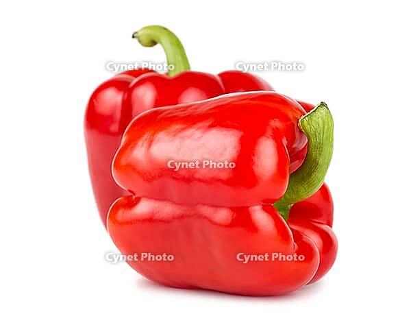 Pair of red sweet peppers isolated on white background [IBR123878885]
