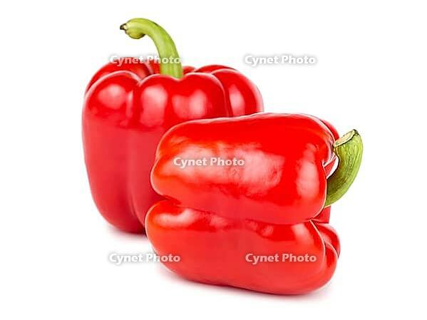 Pair of red sweet peppers isolated on white background [IBR123878886]