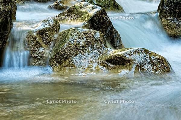Raging clean fresh mountain river flowing between rocks [IBR123878909]