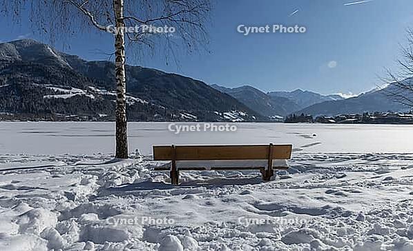 Landscape panorama, Zell am See, lake, snow, winter, sun, Pinzgau [IBR123895613]