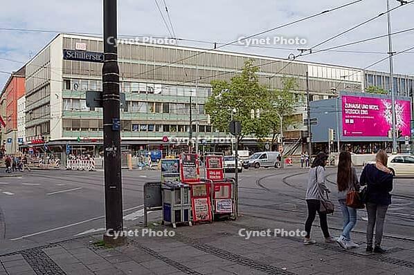 Tram traffic at the main train station in Munich, tram, public transport, public transport, infrastructure, traffic, big city, urban, Bavaria, Germany [IBR112941796]