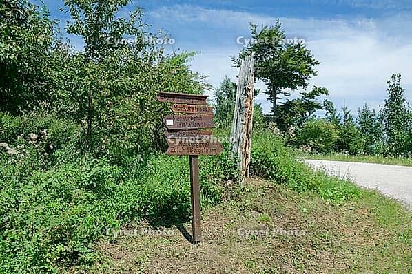 Hiking trails around the Merkur Railway, Baden-Baden, Merkur, Wegweise, Nordschwarzwald, Badisch, Germany [IBR112941798]