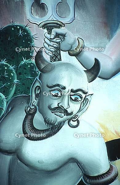 Naraka, depiction of Buddhist hell in a temple in Bangkok. A type of hell or underworld called Narak or Naraka is also found in Hinduism, Sikhism, and Jainism. Yama, the Tibetan Buddhist lord of the Hell Empire, also made his first appearance in the Vedas [IBR112941799]