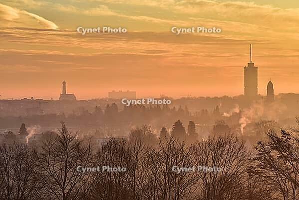 Winter sunrise over Augsburg, Bavaria, Germany [IBR112941840]