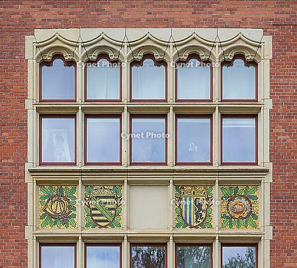 Historic Oberpostdirektion building on Reichsstraße 11, Art Nouveau villas and Wilhelminian era buildings on Kaßberg, Chemnitz, Saxony, Germany [IBR123911481]