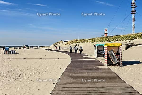 South beach in autumn with beach tents, Borzburg, East Frisian Island, East Frisia, Lower Saxony, Germany [IBR123999819]